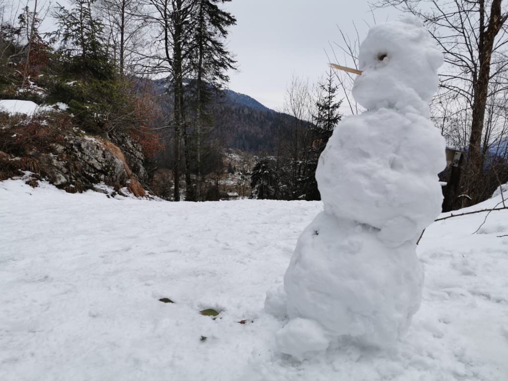 Tatzelwurm Wasserfälle im Winter - mit Schneemann